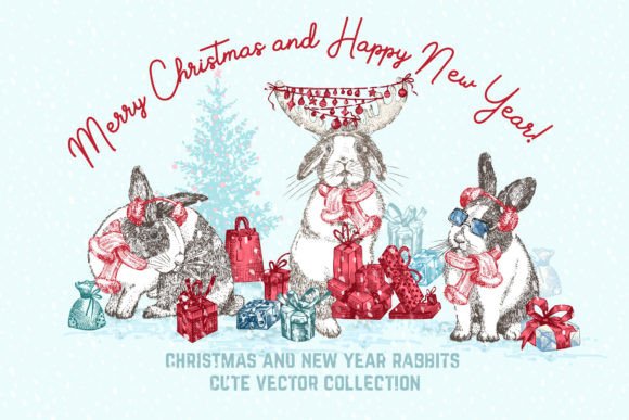 Bunny New Year Cute Vector Collection Review