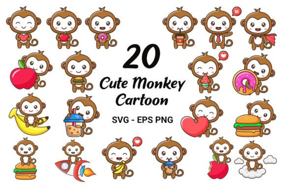 Cute Monkey Cartoon Illustration Bundle Review
