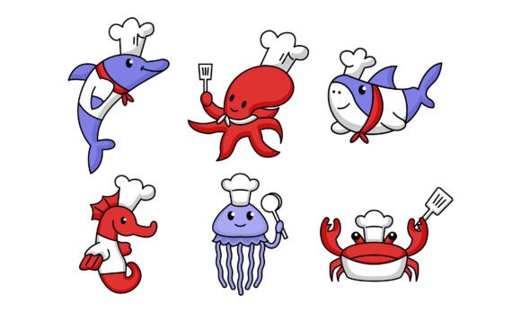 Sea Animal with Chef Costume Cartoon Review