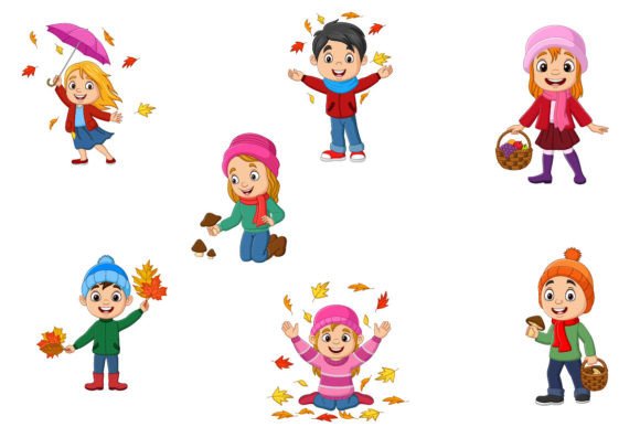 Set of Seven Fall Kids Cartoon Review