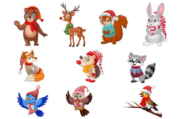 Set of Ten Forest Animal Winter Cartoon Review